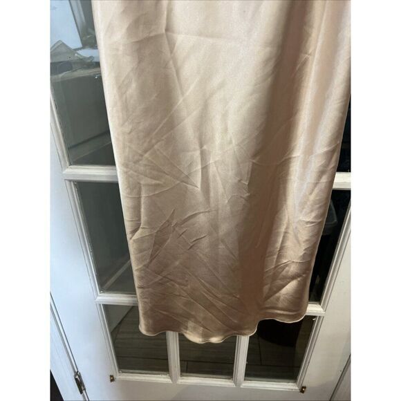 Bebe Gold Satin Cowl Neck Slip Midi Dress Large Y2K.    Bb - Picture 5 of 6